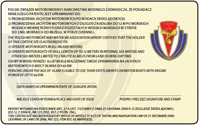 Tył patentu motorowodnego